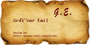 Grüner Emil névjegykártya